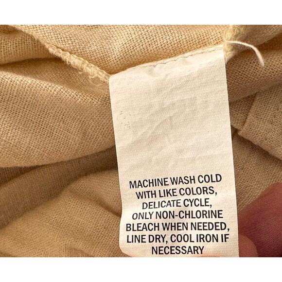 Falls Creek 1X Beige Cream Short Skirt Button Front Tie Belted Waist Linen Rayon - Picture 7 of 9